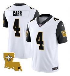 Men New Orleans Saints 4 Derek Carr White Black 2023 F U S E  1987 Legacy Vapor Stitched Jersey