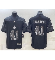 Men New Orleans Saints 41 Alvin Kamara Black Reflective Limited Stitched Football Jersey