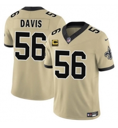 Men New Orleans Saints 56 DeMario Davis Gold 2025 F U S E  With 4 Star C Patch Alternate Vapor Limited Stitched Football Jersey
