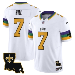 Men New Orleans Saints 7 Taysom Hill White 2024 F U S E  Vapor Limited Stitched Jersey