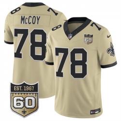 Men New Orleans Saints  78 Erik McCoy Gold 2026 F U S E 60th Anniversary Patch Vapor Limited Football Stitched Jersey