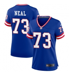 Women New York Giants 73 Evan Neal Royal Classic Retired Player Stitched Game Jersey Women New York Giants 73 Evan Neal Royal Classic Retired Player Stitched Game Jersey