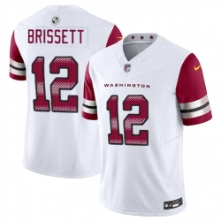 Men Washington Commanders 12 Jacoby Brissett White 2023 F U S E  Vapor Limited Stitched Football Jersey