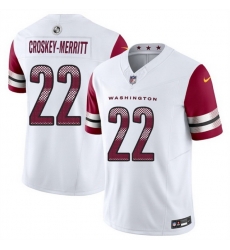 Men Washington Commanders 22 Jacory Croskey Merritt White 2025 F U S E  Vapor Limited Stitched Football Jersey
