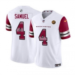 Men Washington Commanders 4 Curtis Samuel White 2023 F U S E  With John Madden Patch Vapor Limited Stitched Football Jersey