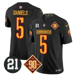 Men Washington Commanders 5 Jayden Daniels Black F U S E  90th  26 Sean Taylor Patch Vapor Limited Stitched Football Jersey