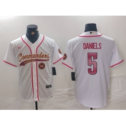 Men Washington Commanders 5 Jayden Daniels White With Patch Cool Base Stitched Baseball Jersey 5