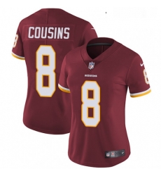 Womens Nike Washington Redskins 8 Kirk Cousins Burgundy Red Team Color Vapor Untouchable Limited Player NFL Jersey