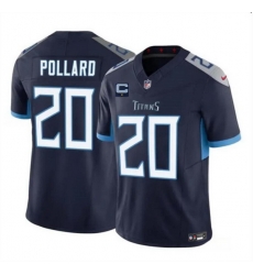 Men Tennessee Titans 20 Tony Pollard Navy 2025 F U S E  With 1 Star C Patch Vapor Limited Stitched Football Jersey