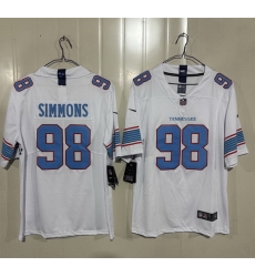 Men Tennessee Titans  98 Jeffery Simmons White 2026 Vapor Limited Stitched Football Jersey