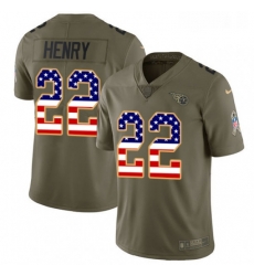 Mens Nike Tennessee Titans 22 Derrick Henry Limited OliveUSA Flag 2017 Salute to Service NFL Jersey