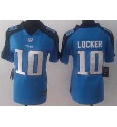 Women Nike Tennessee Titans 10 Jake Locker Light Blue NFL Jerseys