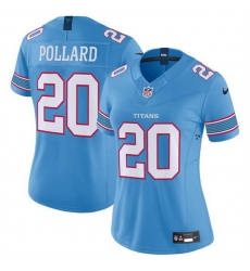 Women Tennessee Titans  20 Tony Pollard Light Blue 2026 F U S E  Vapor Limited Stitched Football Jersey  