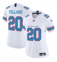 Women Tennessee Titans  20 Tony Pollard White 2026 F U S E  Vapor Limited Stitched Football Jersey  