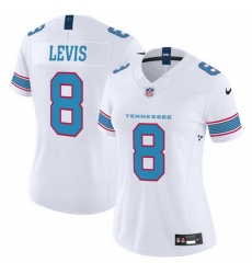 Women Tennessee Titans  8 Will Levis White 2026 F U S E  Vapor Limited Stitched Football Jersey  