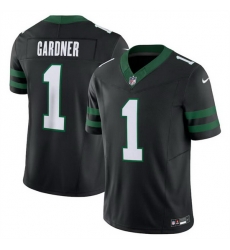 Men New York Jets 1 Sauce Gardner Black 2024 F U S E  Vapor Limited Stitched Jersey