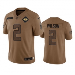 Men New York Jets 2 Zach Wilson 2023 Brown Salute To Service Limited Stitched Football Jersey