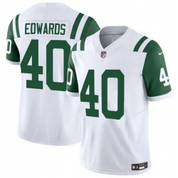 Men New York Jets 40 Donovan Edwards White 2025 F U S E  Classic Alternate Vapor Untouchable Limited Stitched Jersey