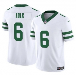 Men New York Jets 6 Nick Folk White 2025 F U S E  Vapor Untouchable Limited Stitched Jersey