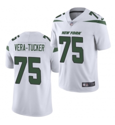 Men's New York Jets #75 Alijah Vera-Tucker White Vapor Untouchable Limited Stitched Jersey