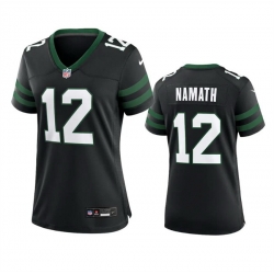 Women New York Jets 12 Joe Namath Black 2024 Stitched Football Jersey