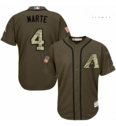 Mens Majestic Arizona Diamondbacks 4 Ketel Marte Authentic Green Salute to Service MLB Jersey 