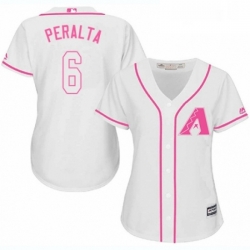 Womens Majestic Arizona Diamondbacks 6 David Peralta Replica White Fashion MLB Jersey 