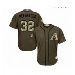 Youth Arizona Diamondbacks 32 Rob Refsnyder Authentic Green Salute to Service Baseball Jersey 