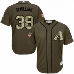 Youth Majestic Arizona Diamondbacks 38 Curt Schilling Replica Green Salute to Service MLB Jersey