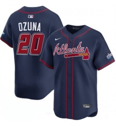 Men Atlanta Braves 20 Marcell Ozuna Navy 2025 Speedway Classic Alternate Limited Stitched Baseball Jersey