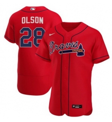 Men Atlanta Braves 28 Matt Olson Red Flex Base Stitched Baseball jersey