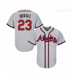 Mens Atlanta Braves 23 Adam Duvall Replica Grey Road Cool Base Baseball Jersey 