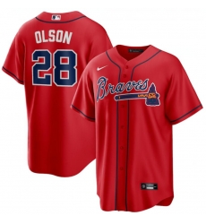 Men's Atlanta Braves 28 Matt Olson Red Nike Cool Base Jersey