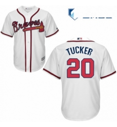 Mens Majestic Atlanta Braves 20 Preston Tucker Replica White Home Cool Base MLB Jersey 