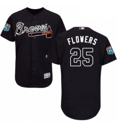 Mens Majestic Atlanta Braves 25 Tyler Flowers Navy Blue Alternate Flex Base Authentic Collection MLB Jersey