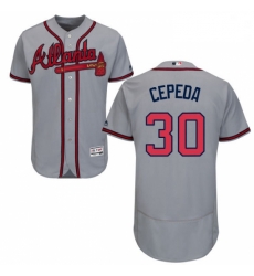 Mens Majestic Atlanta Braves 30 Orlando Cepeda Grey Road Flex Base Authentic Collection MLB Jersey