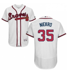 Mens Majestic Atlanta Braves 35 Phil Niekro White Home Flex Base Authentic Collection MLB Jersey