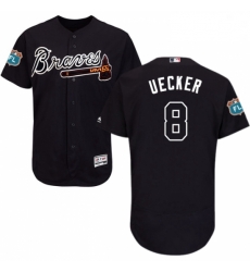 Mens Majestic Atlanta Braves 8 Bob Uecker Navy Blue Alternate Flex Base Authentic Collection MLB Jersey