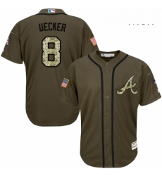 Mens Majestic Atlanta Braves 8 Bob Uecker Replica Green Salute to Service MLB Jersey