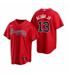 Mens Nike Atlanta Braves 13 Ronald Acuna Jr Red Alternate Stitched Baseball Jersey