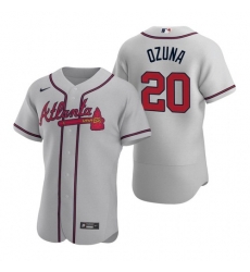 Mens Nike Atlanta Braves 20 Marcell Ozuna Gray Alternate Stitched Baseball Jersey