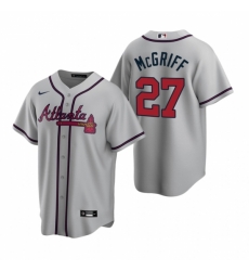 Mens Nike Atlanta Braves 27 Fred McGriff Gray Road Stitched Baseball Jersey