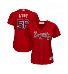 Womens Atlanta Braves 56 Darren O Day Replica Red Alternate Cool Base Baseball Jersey 