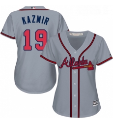 Womens Majestic Atlanta Braves 19 Scott Kazmir Authentic Grey Road Cool Base MLB Jersey 