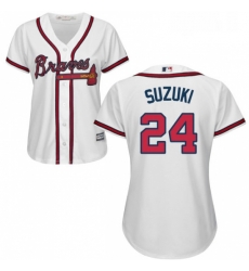 Womens Majestic Atlanta Braves 24 Kurt Suzuki Authentic White Home Cool Base MLB Jersey