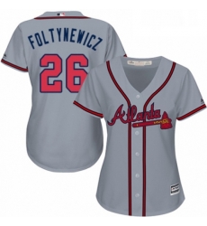 Womens Majestic Atlanta Braves 26 Mike Foltynewicz Replica Grey Road Cool Base MLB Jersey 