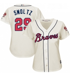 Womens Majestic Atlanta Braves 29 John Smoltz Authentic Cream Alternate 2 Cool Base MLB Jersey