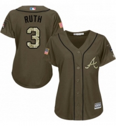 Womens Majestic Atlanta Braves 3 Babe Ruth Replica Green Salute to Service MLB Jersey