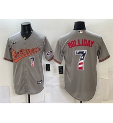 Men Baltimore Orioles  7 Jackson Holliday Grey USA 250 Fourth of July Home Stitched Baseball Jersey