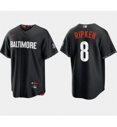 Men Baltimore Orioles 8 Cal Ripken Jr  Black 2023 City Connect Cool Base Stitched Baseball Jersey